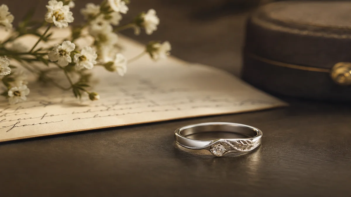 Memorial ring for aunt with a quiet silver finish and one personal memorial detail