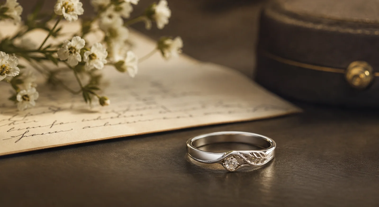 Memorial ring for a daughter shown with a simple silver design and meaningful personal detail