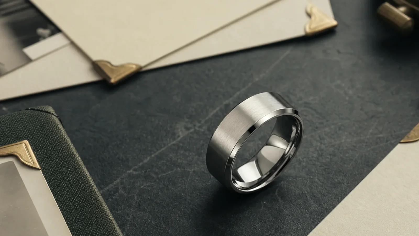 Memorial ring for a son showing a clean silver band with one name line and quiet keepsake detail