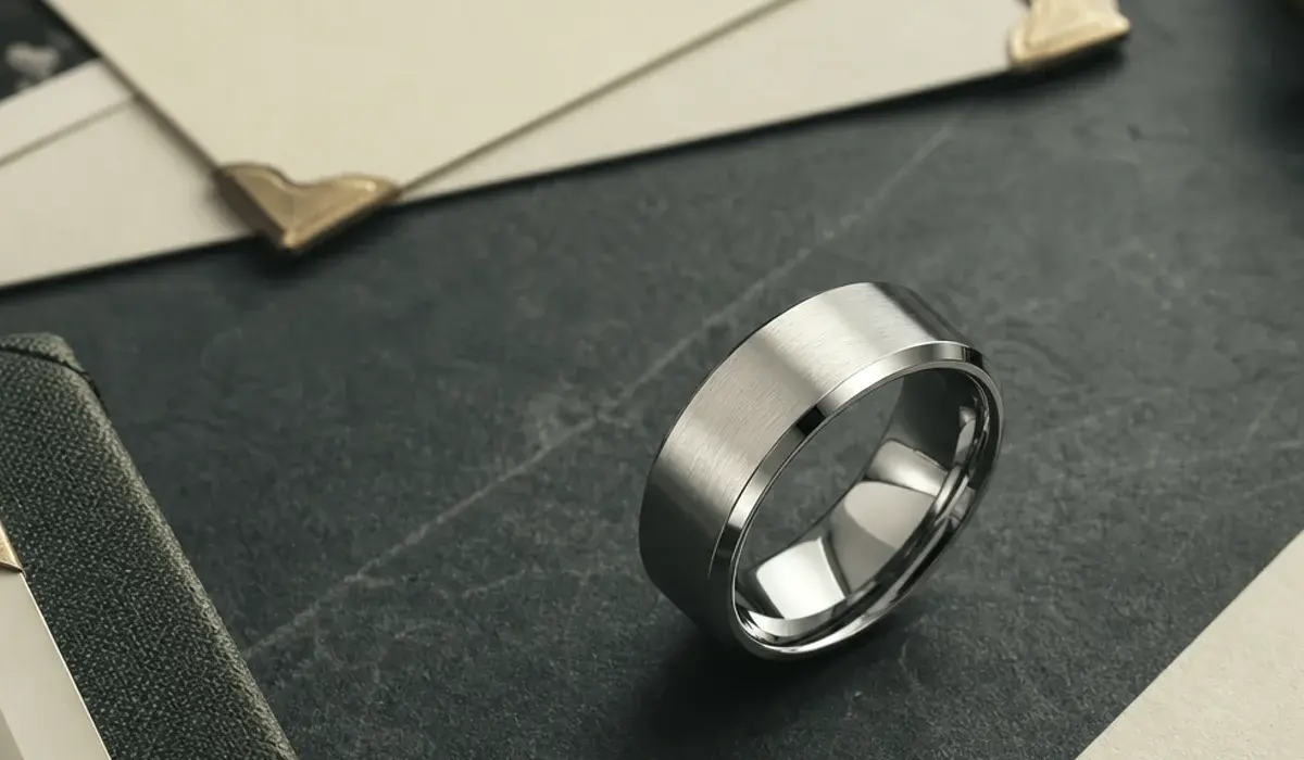 Miscarriage memorial ring shown with soft silver styling and a quiet grief-aware tribute design